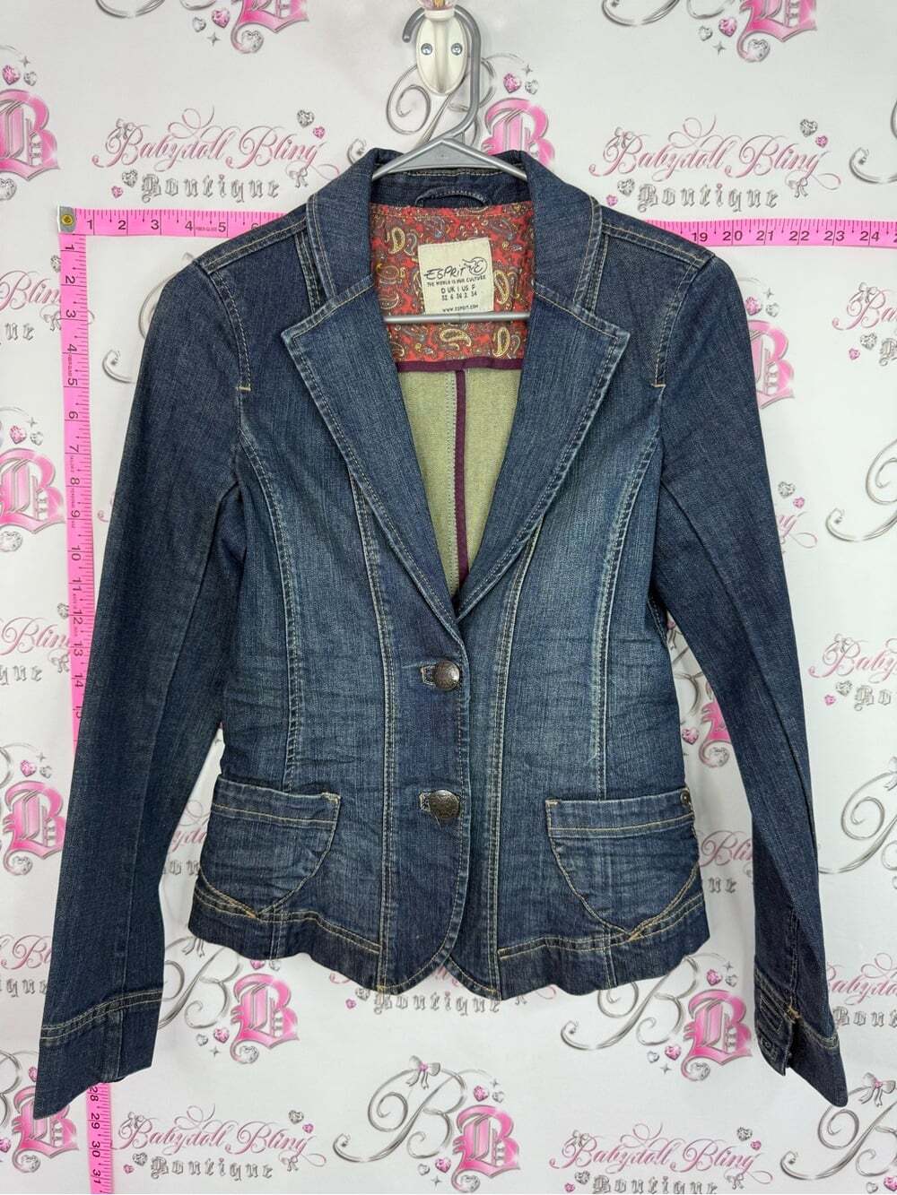 Esprit Dark Blue Denim Tailored Blazer Jacket